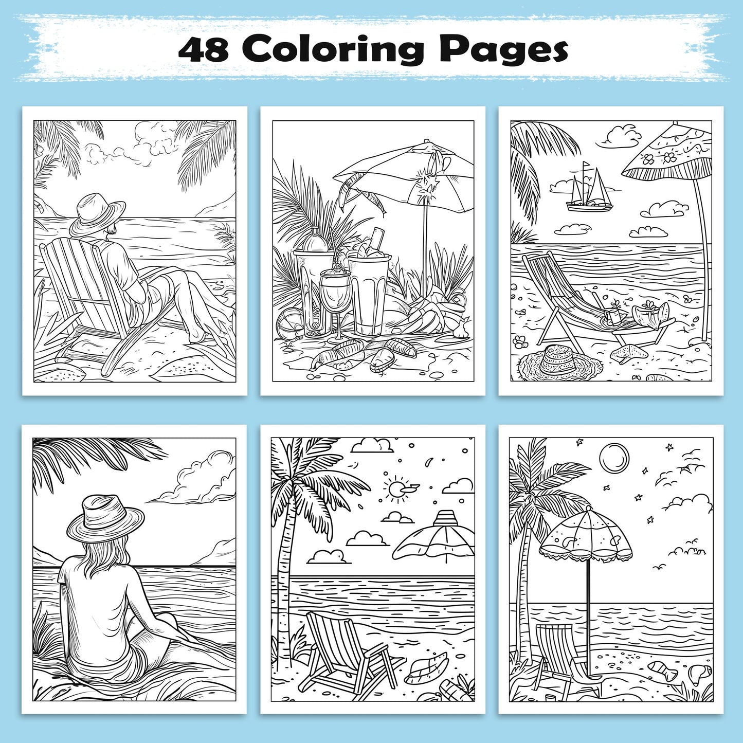 Hawaii Chill Vibes Coloring Pages – 48 Relaxing Summer Scenes for Adults