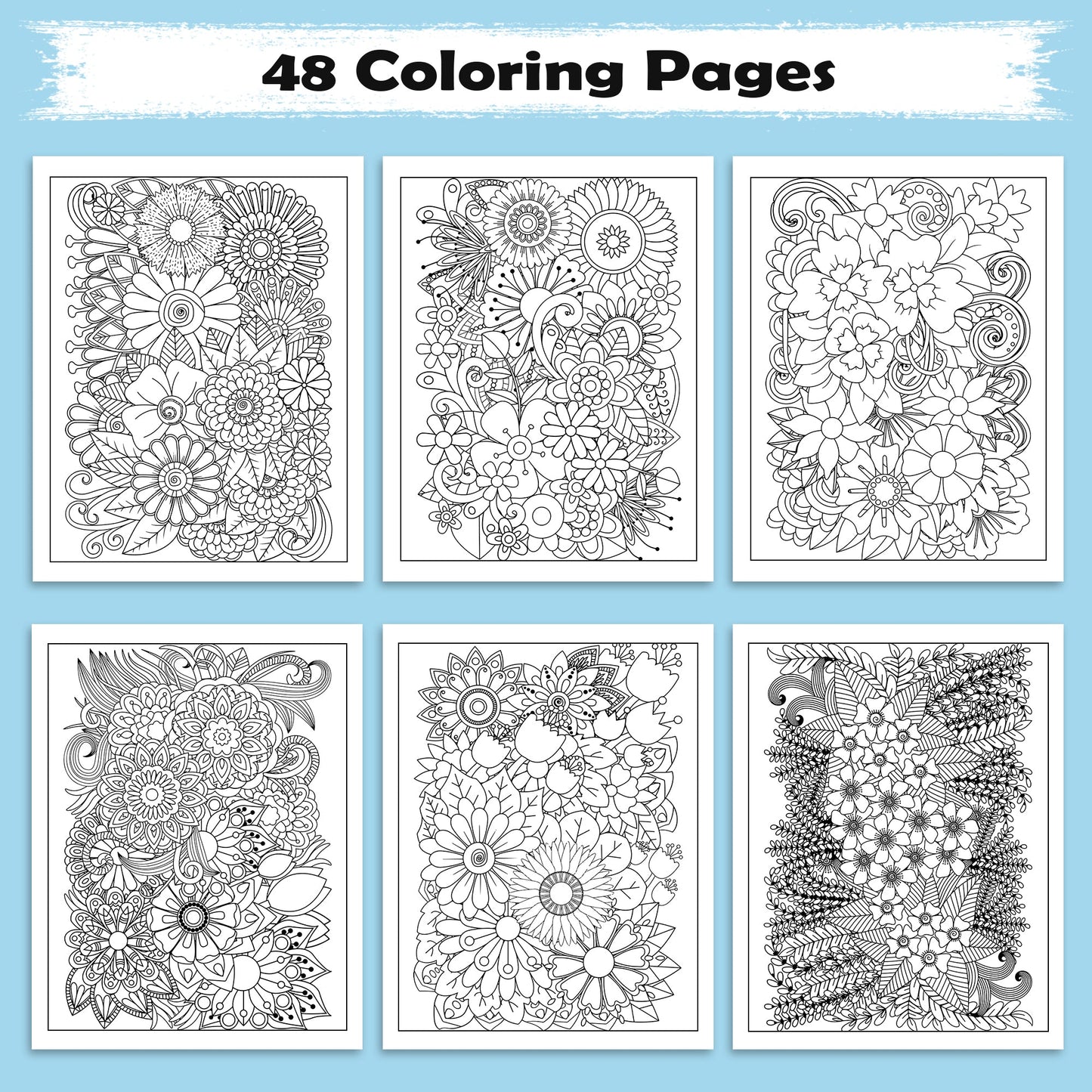 Floral Mandala Whirl Coloring Pages – 48 Intricate Designs for Adults