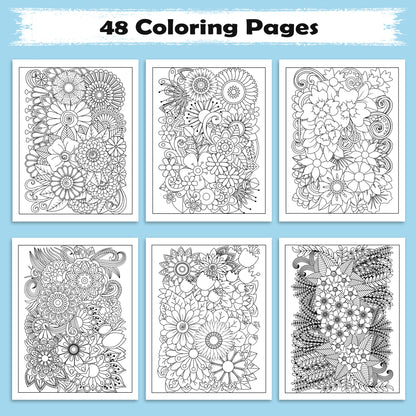 Floral Mandala Whirl Coloring Pages – 48 Intricate Designs for Adults