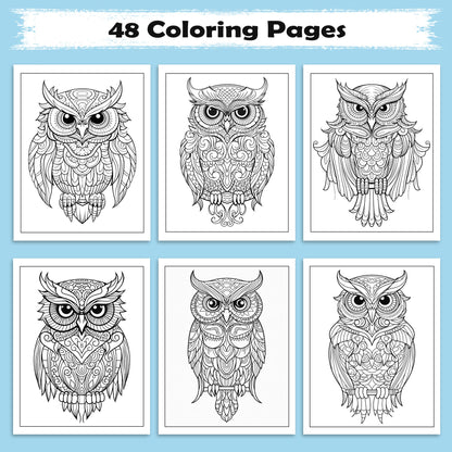 Mystic Owl Mandalas Coloring Pages – 48 Elegant Designs for Adults