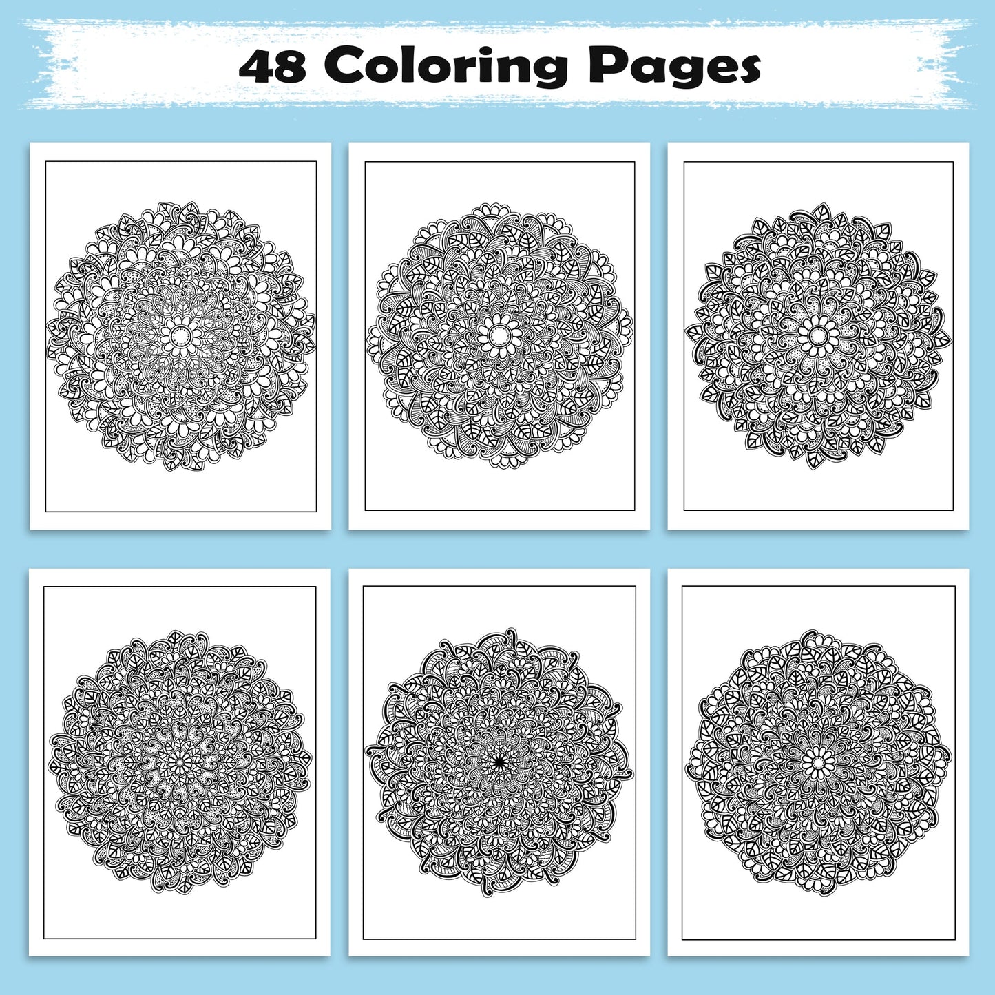 Ornate Harmony Mandala Coloring Pages – 48 Relaxing Designs for Adults
