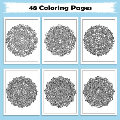 Ornate Harmony Mandala Coloring Pages – 48 Relaxing Designs for Adults