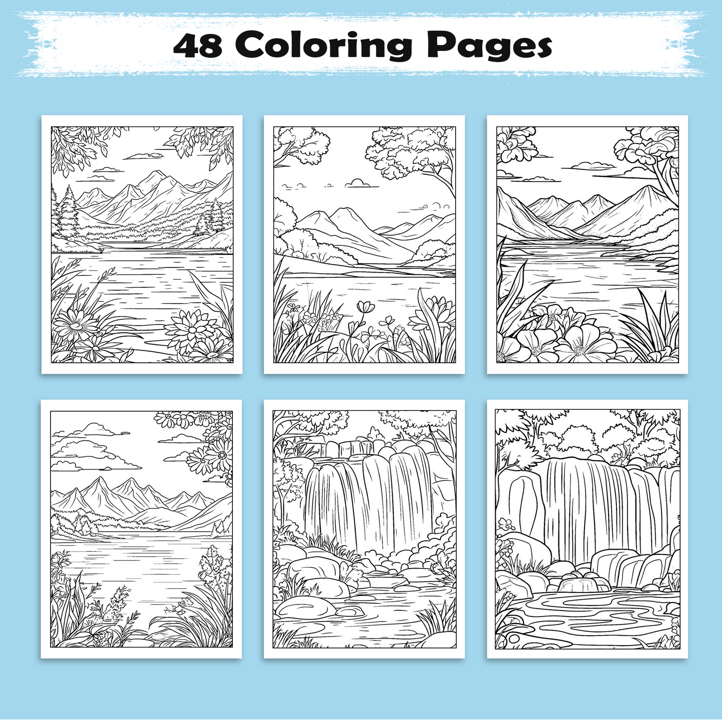 Tranquil Hawaii Views Coloring Pages – 48 Peaceful Island Landscapes – For Adults