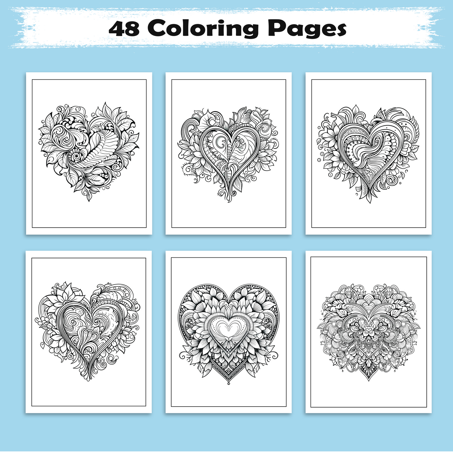 Romantic Mandala Coloring Pages – 48 Whimsical Love and Floral Patterns for Adults