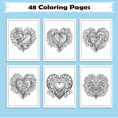 Romantic Mandala Coloring Pages – 48 Whimsical Love and Floral Patterns for Adults