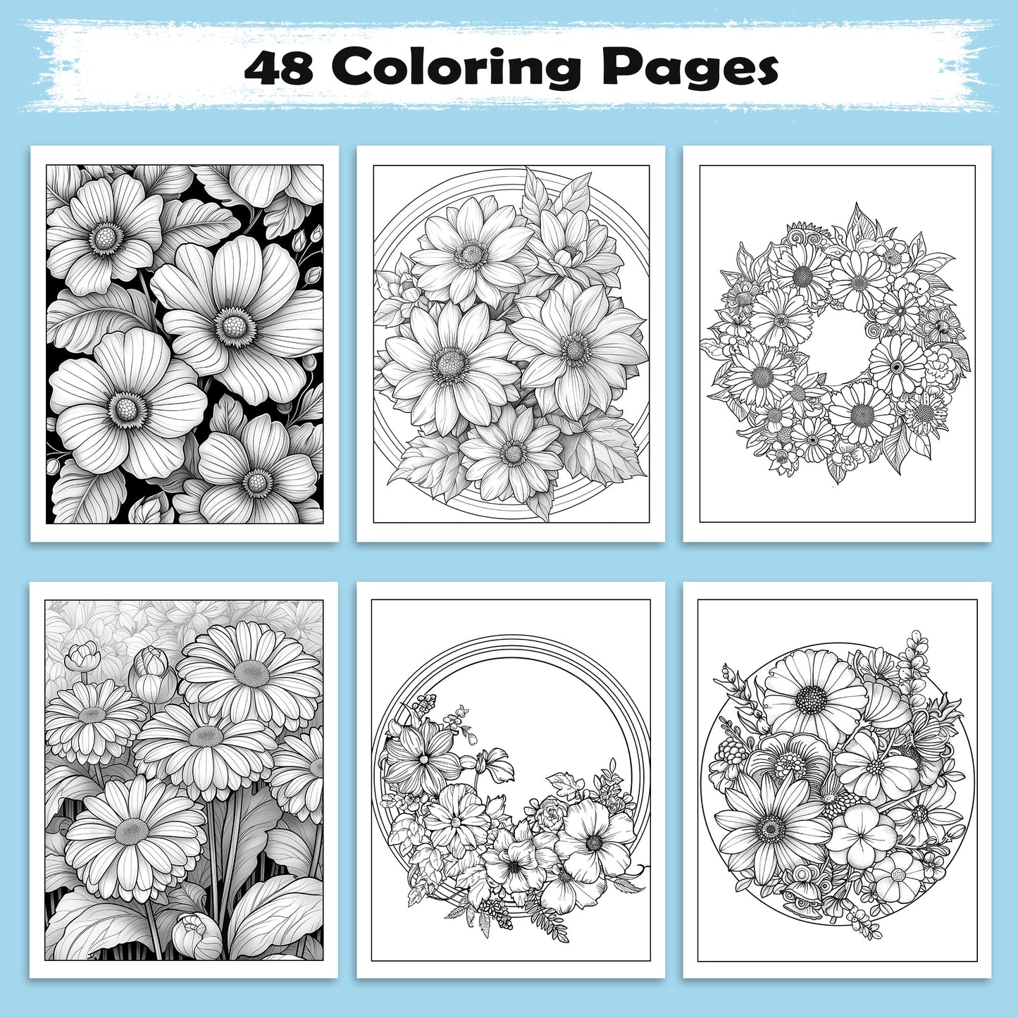 Blooming Petals Mandala Coloring Pages – 48 Detailed Flower Patterns for Adults