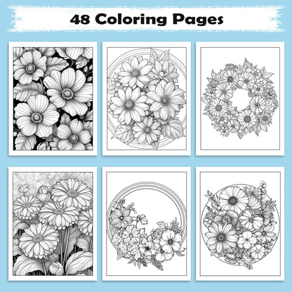 Blooming Petals Mandala Coloring Pages – 48 Detailed Flower Patterns for Adults