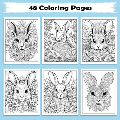 Royal Rabbit Mandalas Coloring Pages – 48 Detailed Animal Mandalas for Adults