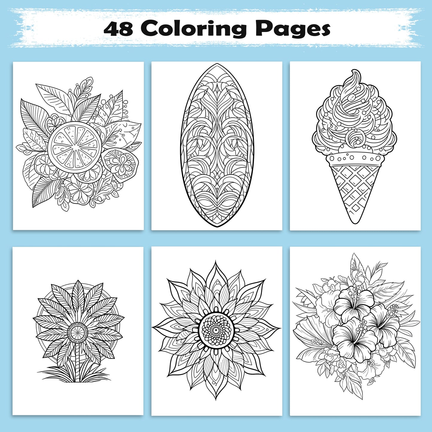 Sunshine Mandalas Coloring Pages – 48 Pages – Radiant Patterns, Relaxing Summer Vibes, Bold Designs – For Adults