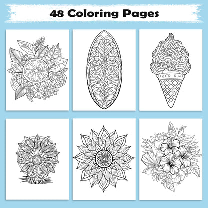 Sunshine Mandalas Coloring Pages – 48 Pages – Radiant Patterns, Relaxing Summer Vibes, Bold Designs – For Adults