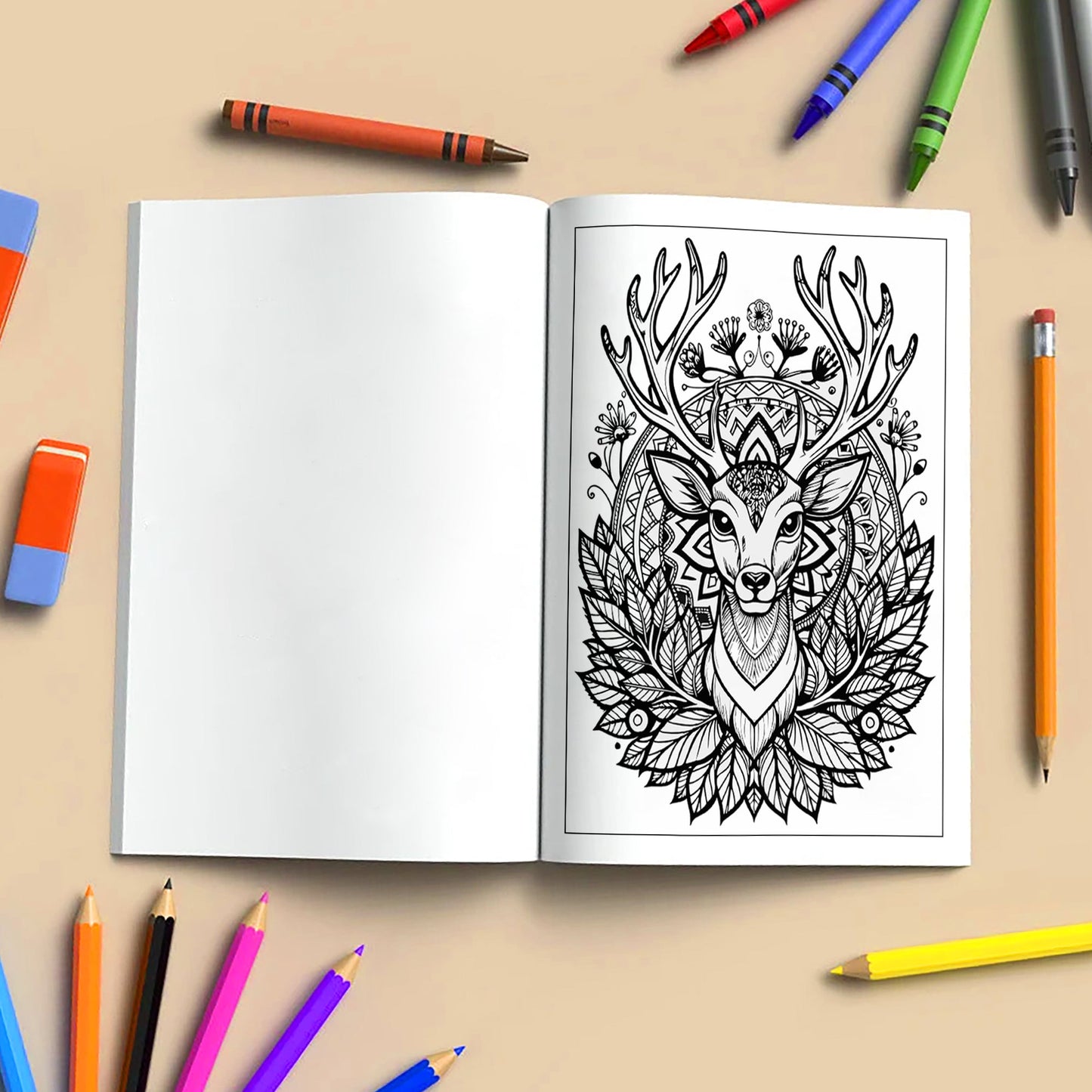 Forest Majesty – Deer Mandala Art Coloring Pages – 48 Pages – Intricate Forest Animal Designs – For Adults