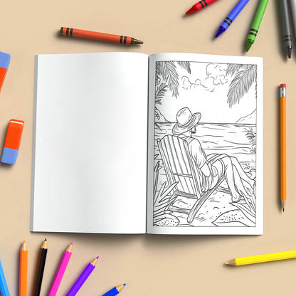 Hawaii Chill Vibes Coloring Pages – 48 Relaxing Summer Scenes for Adults
