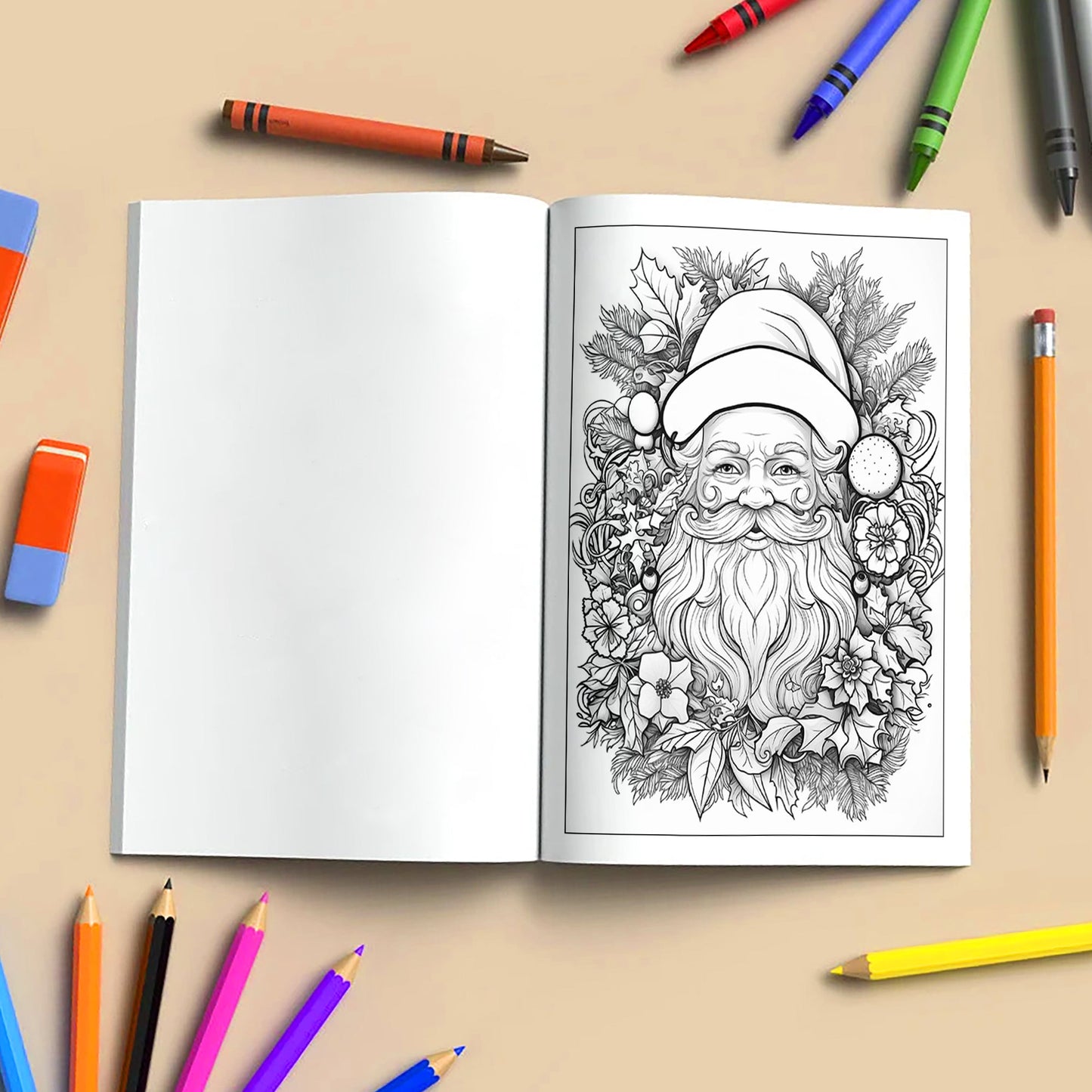 Floral Santa Christmas Coloring Pages – 48 Festive Flower Designs for Adults