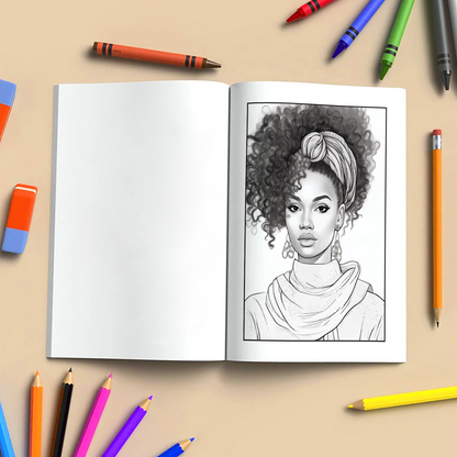 Bold & Beautiful Coloring Pages – 48 Stunning Black Girl Designs for Kids – Afro Hair, Headwraps & Big Style