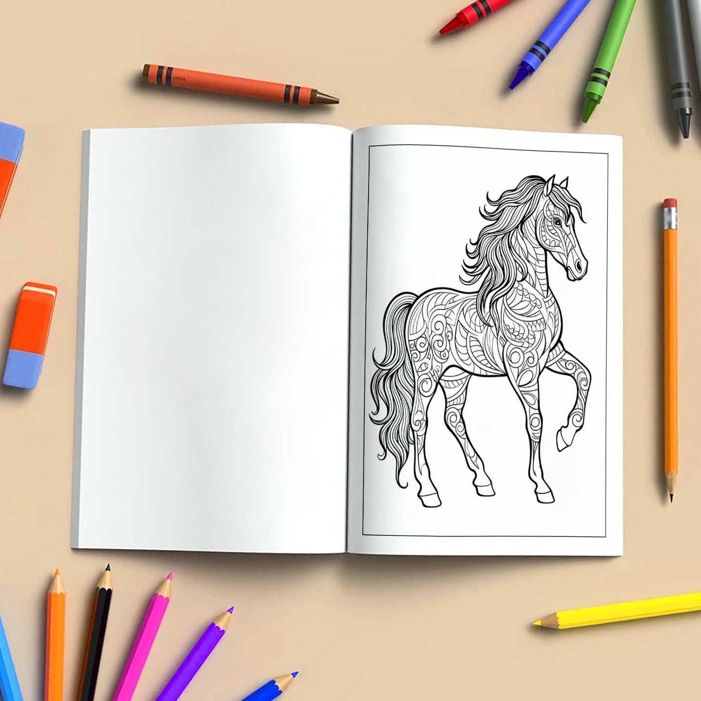Majestic Horse Mandalas Coloring Pages – 48 Elegant Line Art Designs for Adults