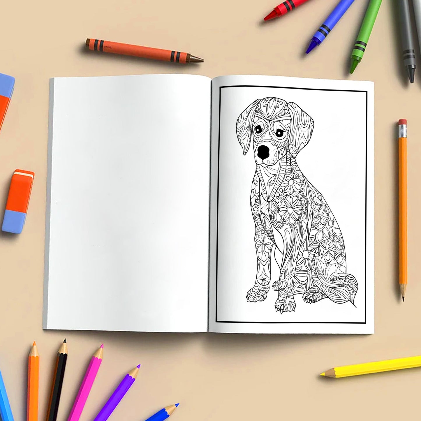 Mandala Dogs in Bloom Coloring Pages – 48 Floral Mandala Dog Designs for Adults
