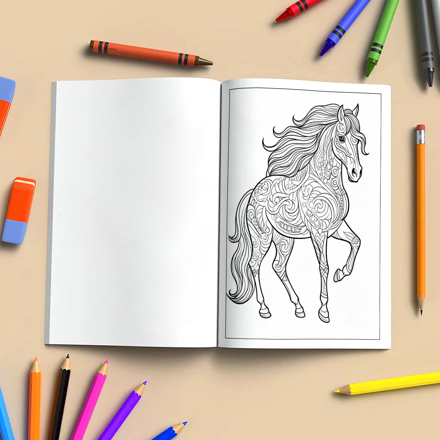 Mystic Horse Mandalas – Mandala Coloring Pages – 48 Pages – Intricate Patterns, Calm Energy – For Adults