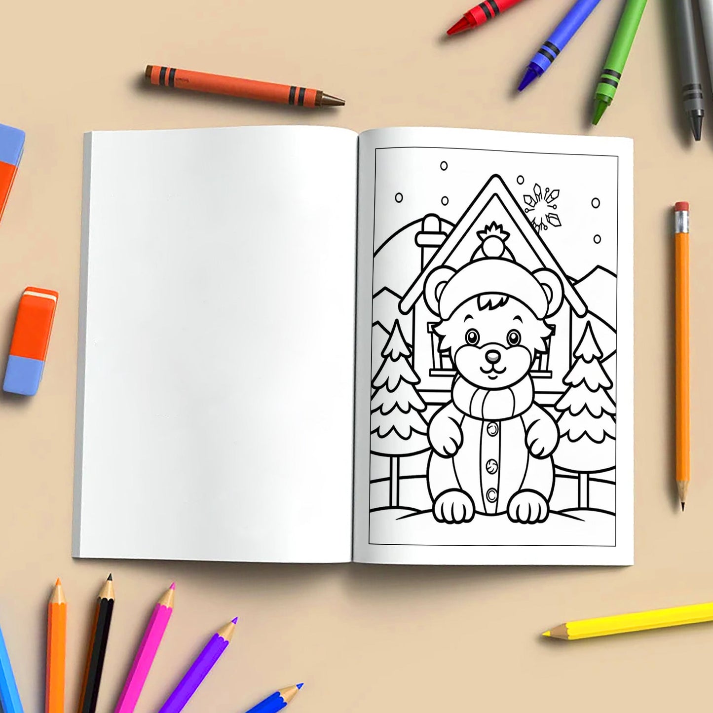 Snowy Friends Coloring Pages – 48 Pages – Cute Winter Animals – For Kids