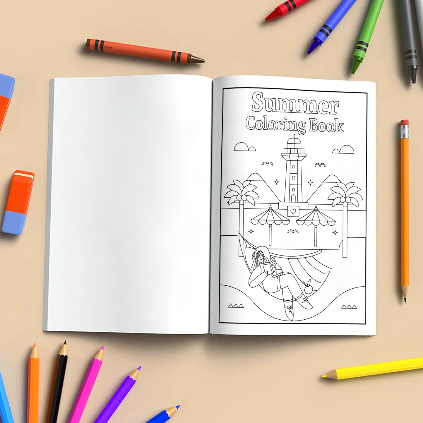 Hawaii Chill Time Coloring Pages – 48 Summer Beach Scenes for Kids
