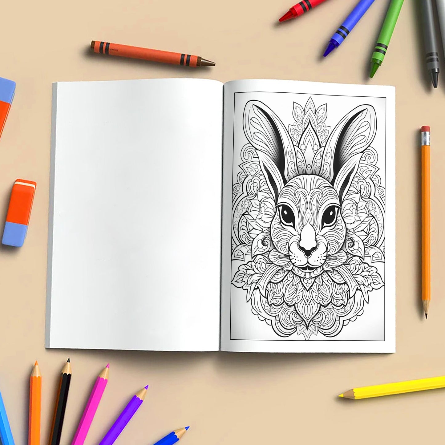 Royal Rabbit Mandalas Coloring Pages – 48 Detailed Animal Mandalas for Adults
