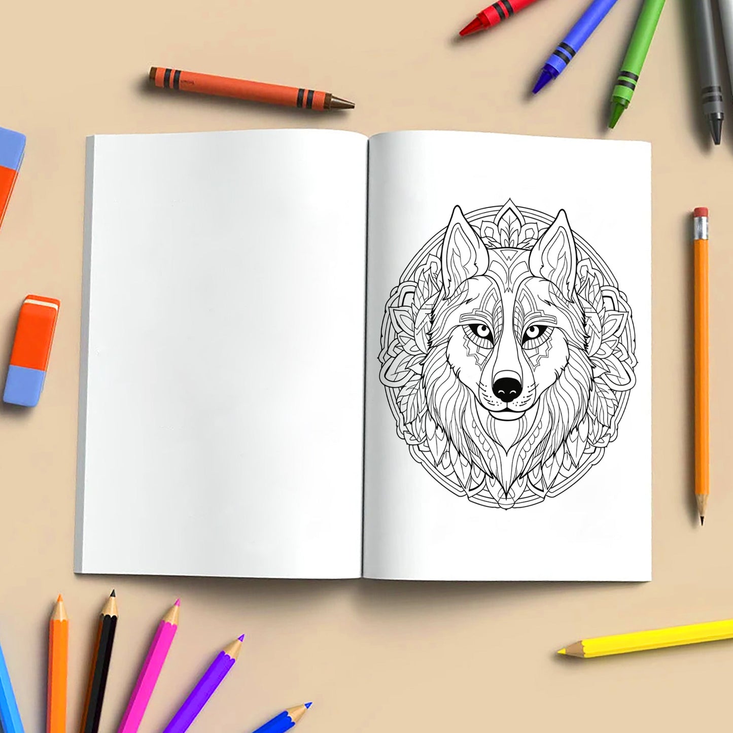 Mystic Wolves Mandala Coloring Pages – 48 Intricate Designs for Adults