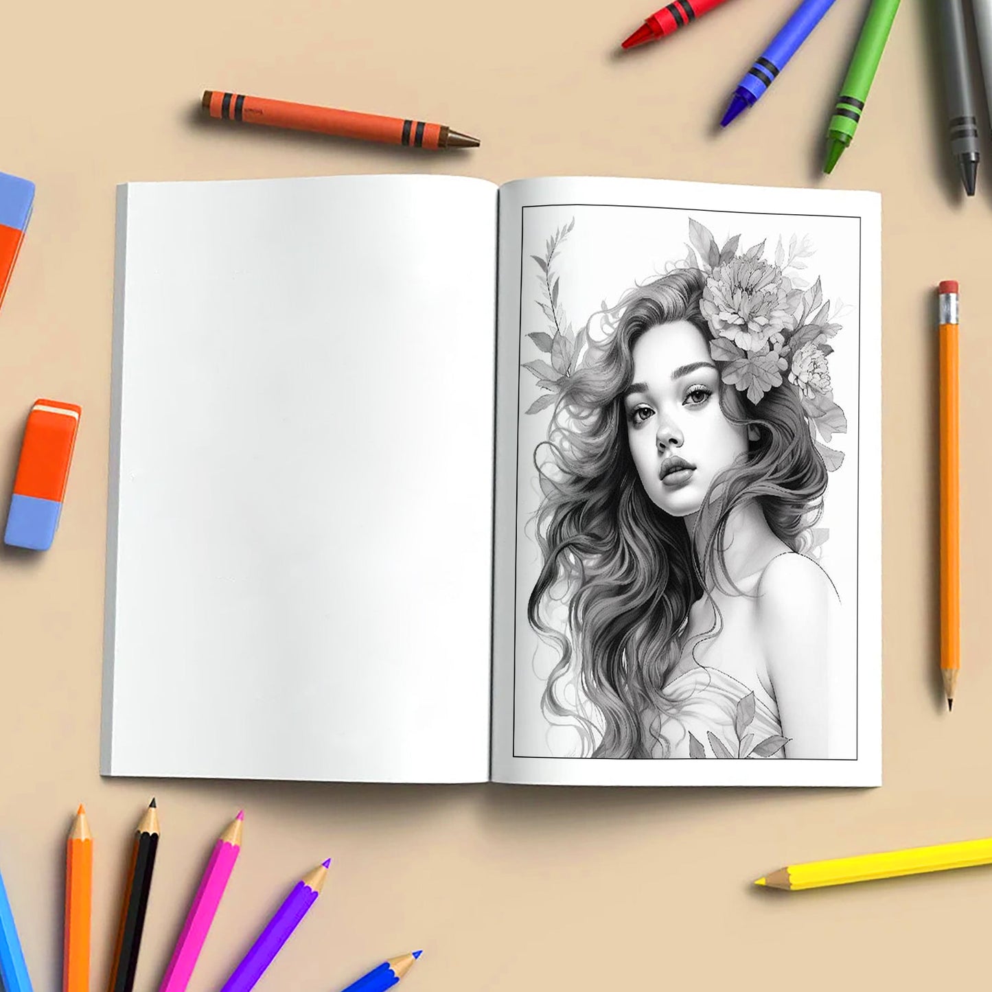 Cozy Blossom Girls Coloring Pages – 48 Relaxing Line Art Illustrations for Adults
