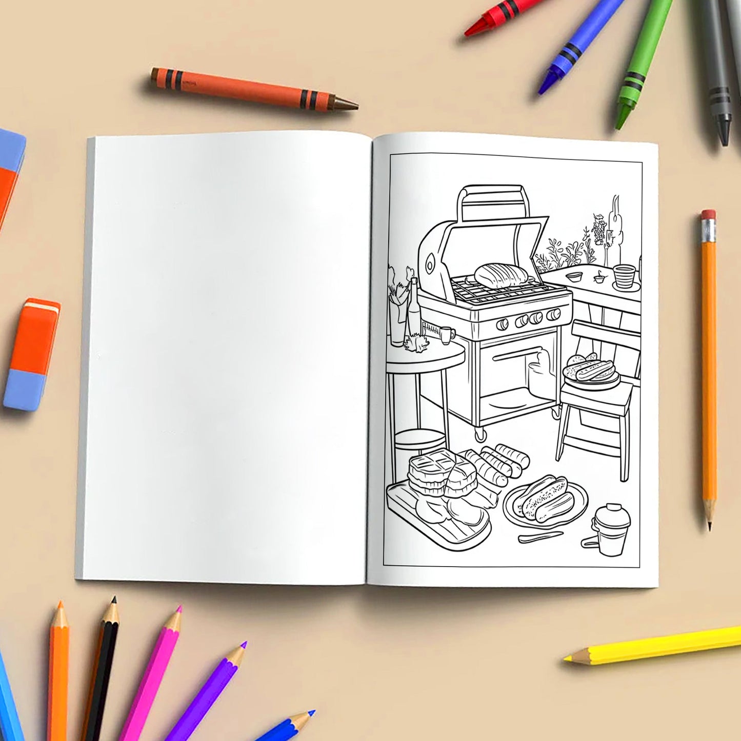 Aloha Spirit Hawaiian Coloring Pages – 48 Pages – Cute Island Life, Palm Trees, Surfboards – For Kids