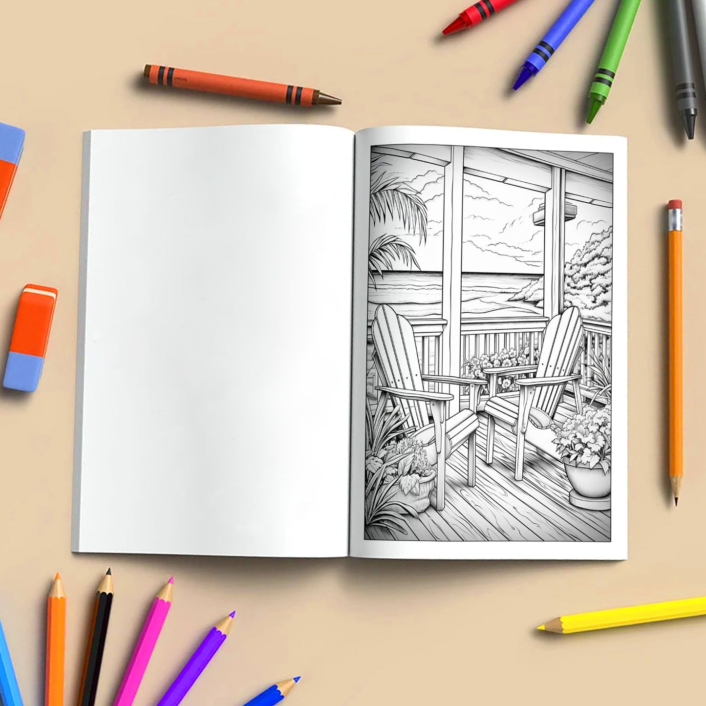 Aloha Breeze – Hawaii Beach Coloring Pages – 48 Tropical Relaxation Designs for Adults