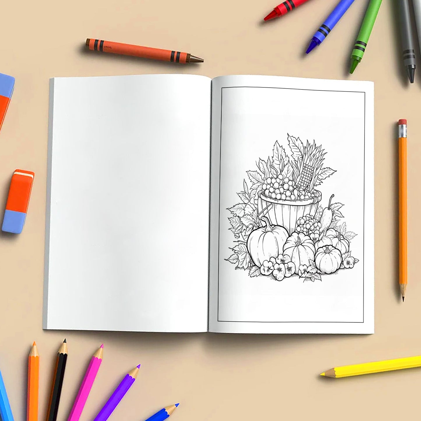 Pumpkin Bloom Delight Coloring Pages – 48 Pages – Pumpkins, Autumn Flowers, Harvest Garden Designs – For Adults