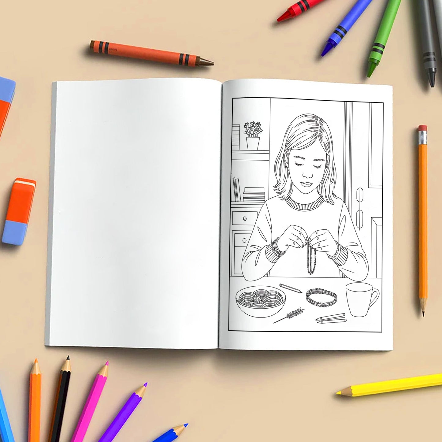 Soft Moments Coloring Pages – 48 Cozy Girl Vibes for Adults