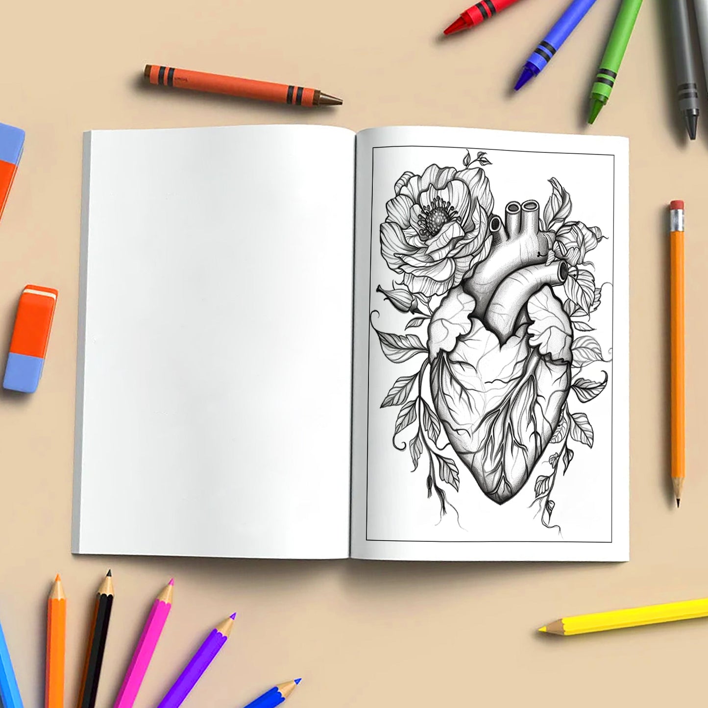 Heart & Bloom Coloring Pages – 60 Floral Anatomy Designs for Adults