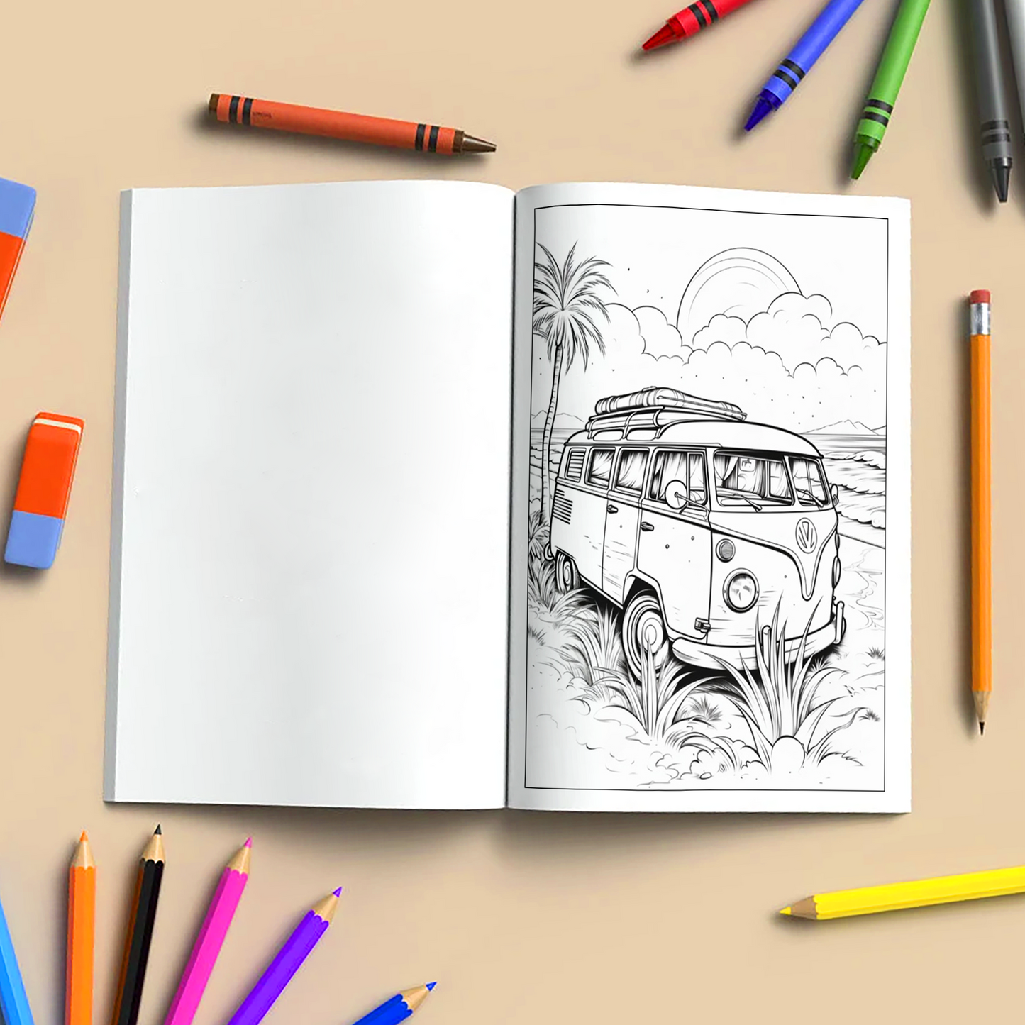 Tranquil Shores Hawaii Coloring Pages – 48 Serene Ocean and Palm Tree Scenes for Adults