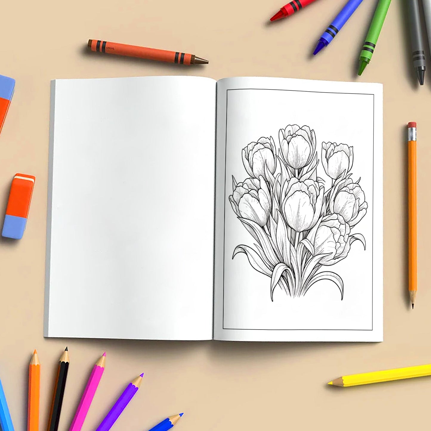 Tulip Whispers Coloring Pages – 48 Relaxing Floral Illustrations for Adults