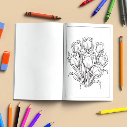 Tulip Whispers Coloring Pages – 48 Relaxing Floral Illustrations for Adults