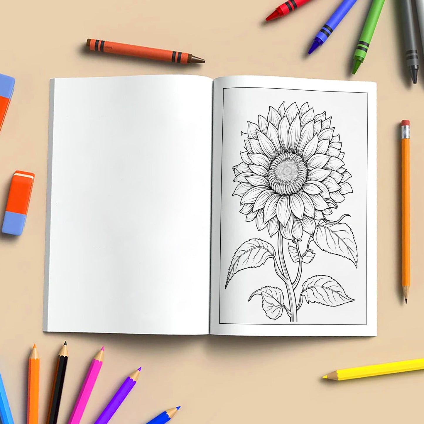Sunflower Bloom Mandala Coloring Pages – 48 Floral Line Art for Adults