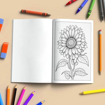 Sunflower Bloom Mandala Coloring Pages – 48 Floral Line Art for Adults