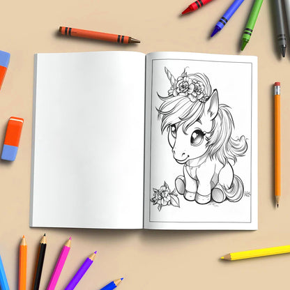 Unicorn Friends in Bloom Coloring Pages – 48 Playful and Kid-Friendly Illustrations