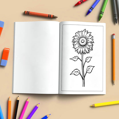Sunlit Blooms Flower Coloring Pages – 48 Hand-Drawn Floral Designs for Adults