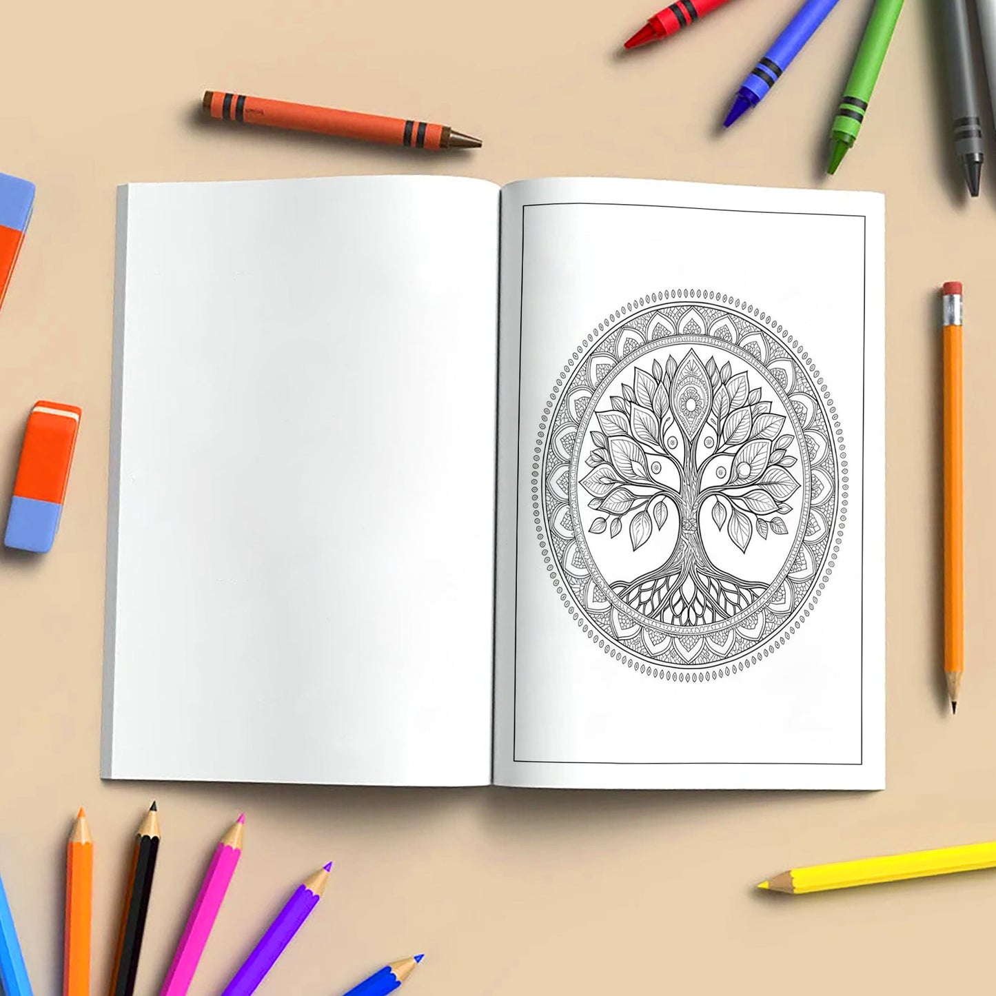 Mandala Forest – Tree Mandala Coloring Pages – 48 Pages – Detailed, Spiritual, Symmetrical Patterns – For Adults