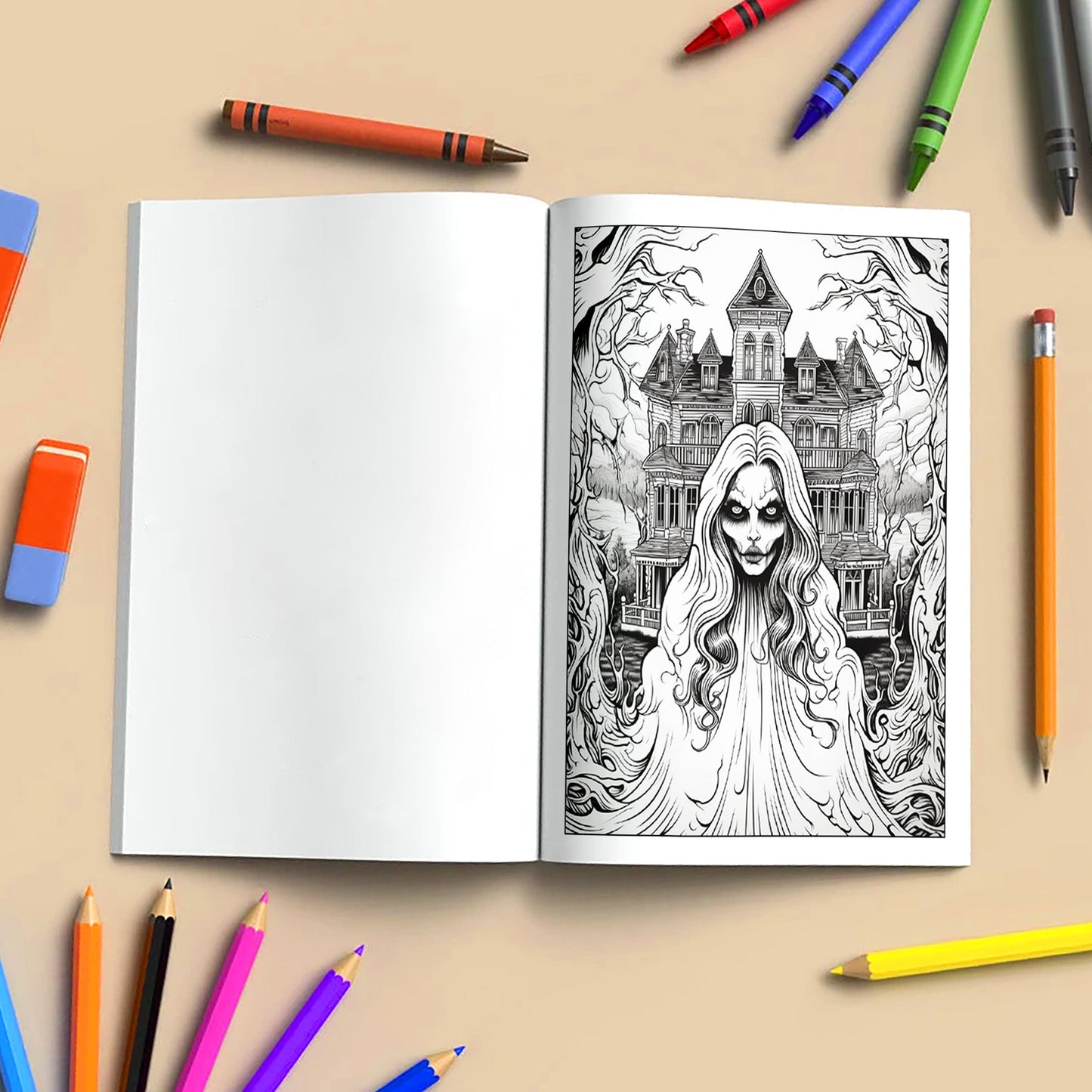 Broken Innocence Coloring Pages – 48 Pages – Creepy Doll Portraits, Cracked Porcelain Faces & Gothic Aesthetic – For Adults