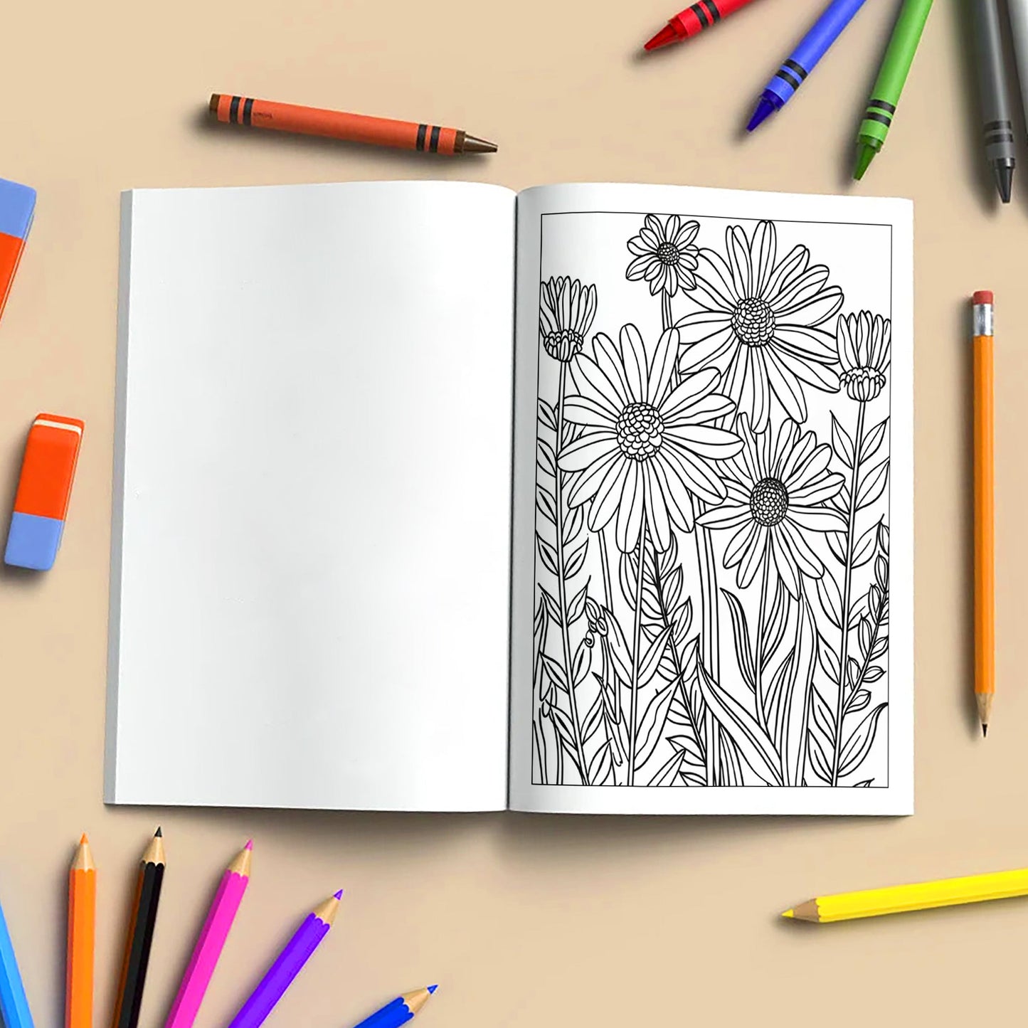 Wild Meadow Blooms Coloring Pages – 48 Elegant Floral Designs for Adults