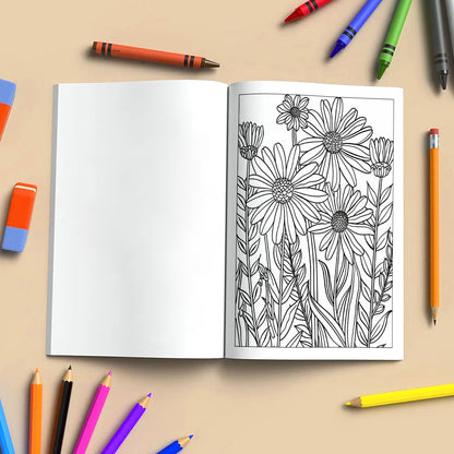 Wild Meadow Blooms Coloring Pages – 48 Elegant Floral Designs for Adults