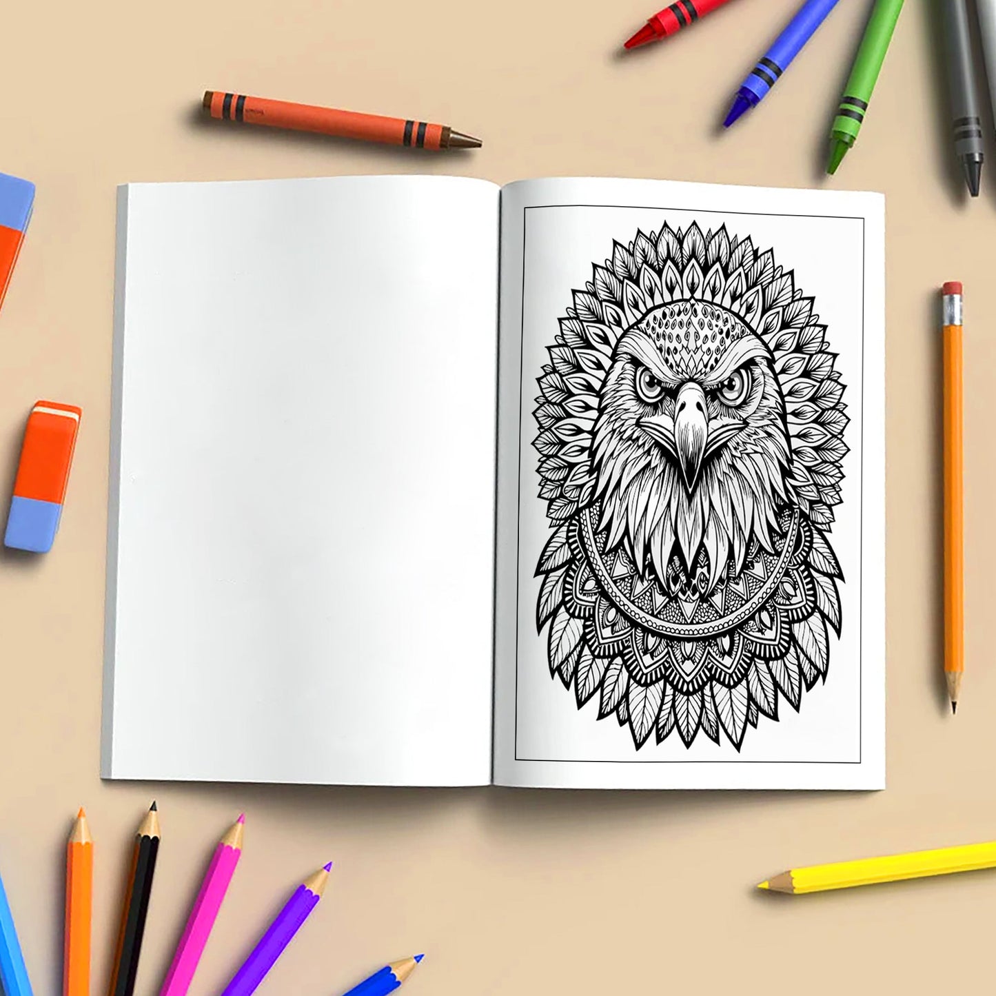 Wings of Power Coloring Pages – 48 Intricate Mandala Eagle Designs for Adults