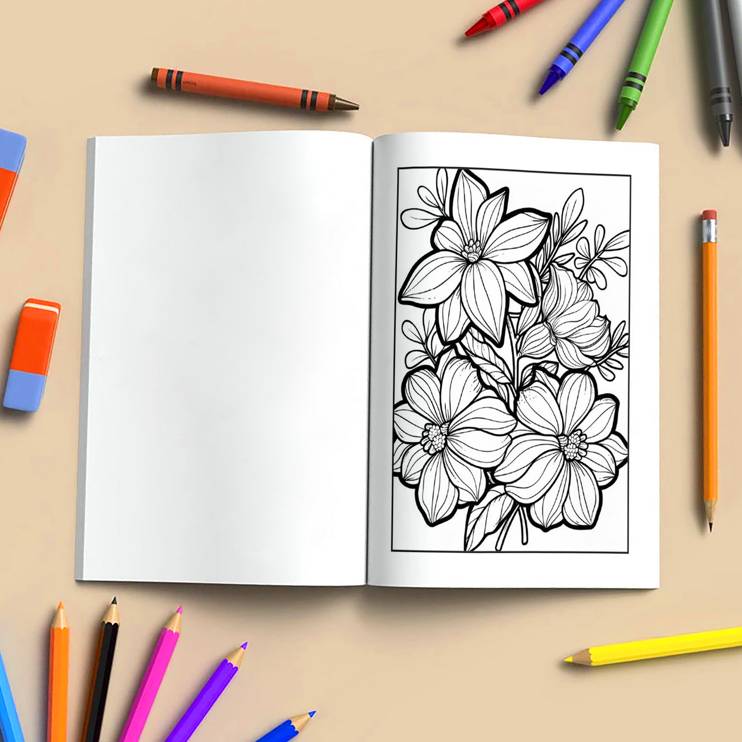 Floral Harmony – Flower Coloring Pages – 48 Pages – Calm, Elegant, Nature-Inspired Patterns – For Adults