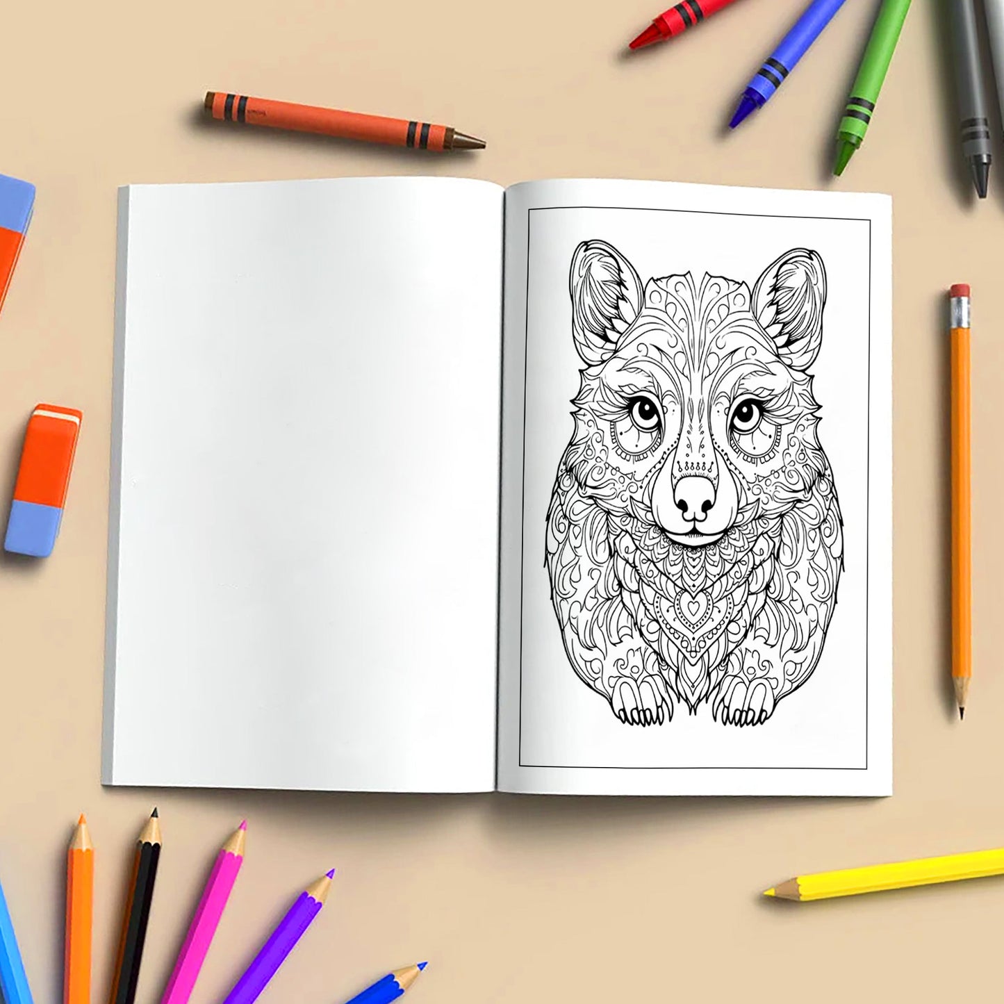 Mystic Bear Coloring Pages – 48 Mandala Animal Designs for Adults