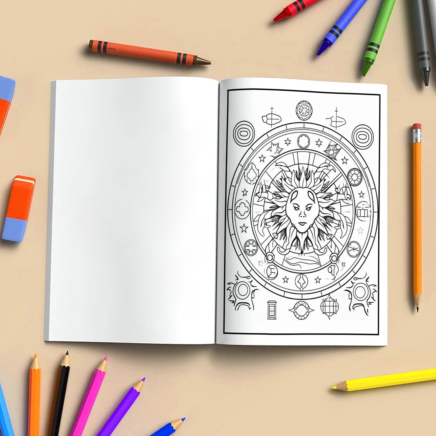 Zodiac Harmony Coloring Pages – 48 Pages – 12 Star Signs, Celestial Art, Spiritual Vibes – For Adults
