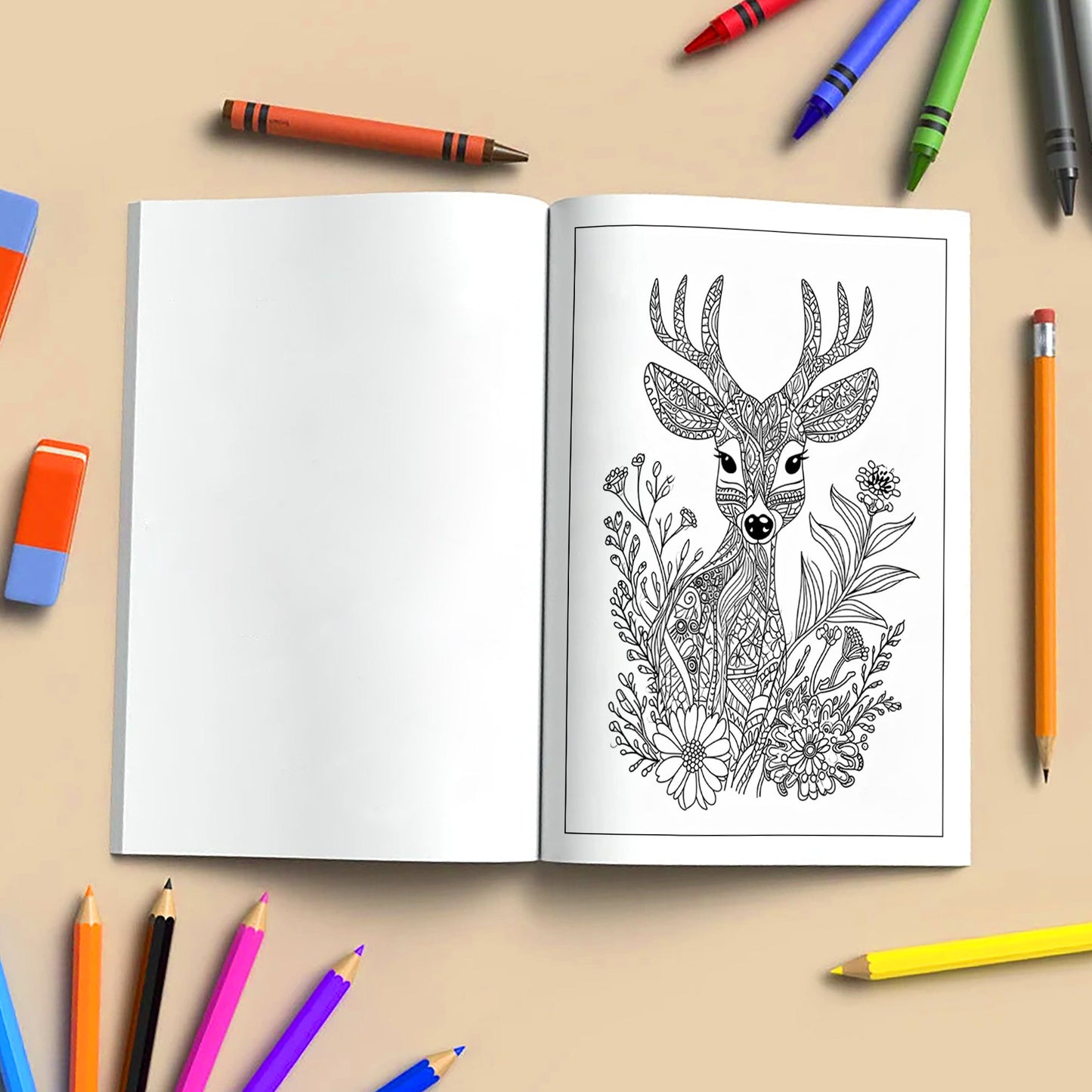 Wild Blooms Coloring Pages – 48 Pages – Intricate Flowers, Animals, Nature Patterns – For Adults