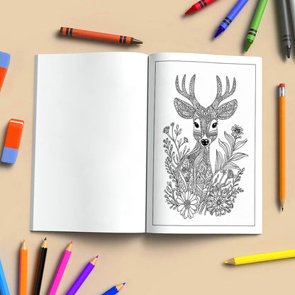 Wild Blooms Coloring Pages – 48 Pages – Intricate Flowers, Animals, Nature Patterns – For Adults