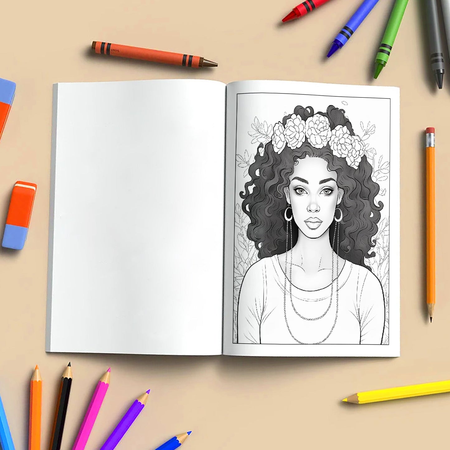 Blossom Queens Coloring Pages – 48 Floral Portraits of Black Women for Adults