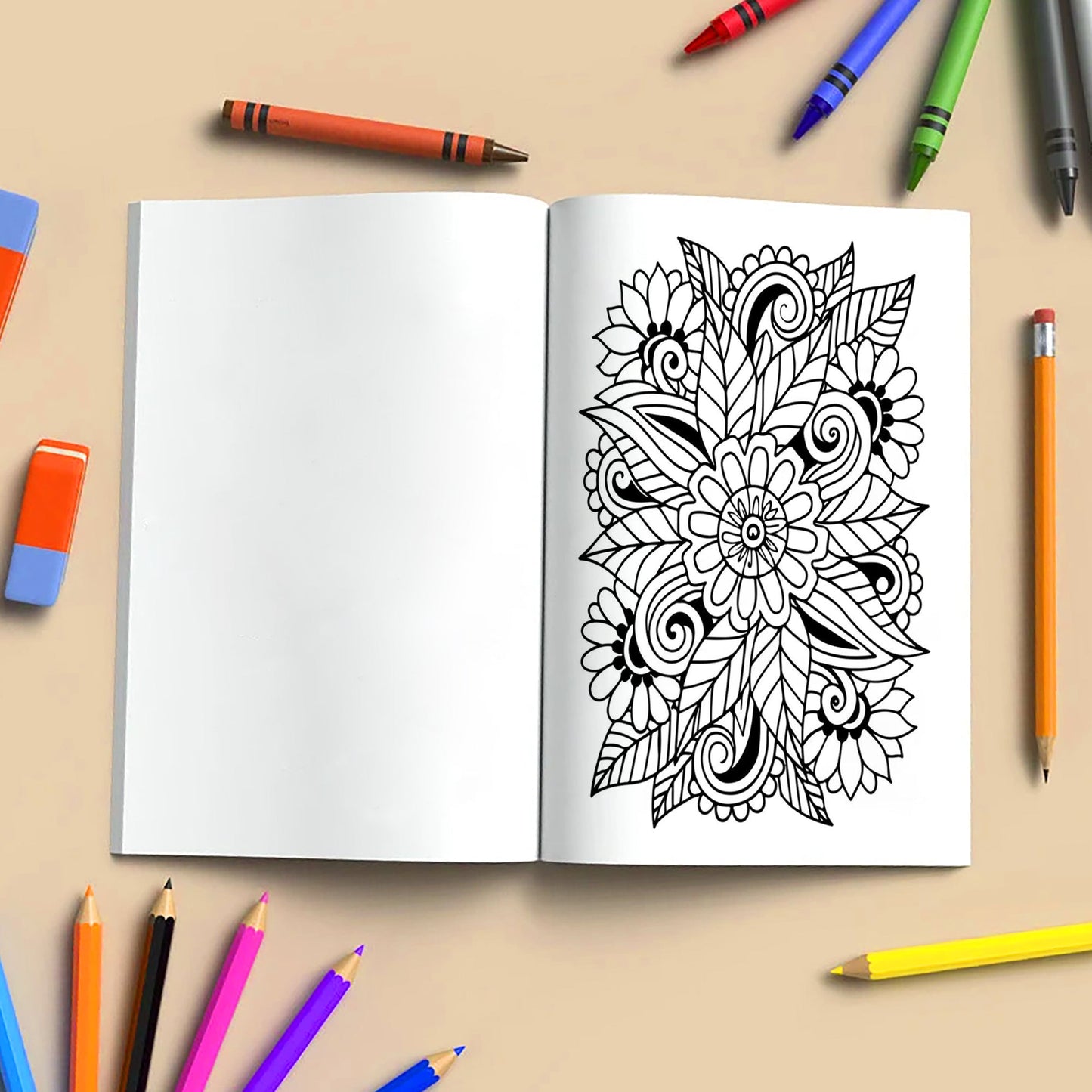 Floral Tangles – Flowers Zentangle Coloring Pages – 48 Pages – Abstract, Relaxing, Intricate Line Art – For Adults